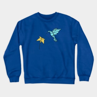 Origami hummingbird and wildflower Crewneck Sweatshirt